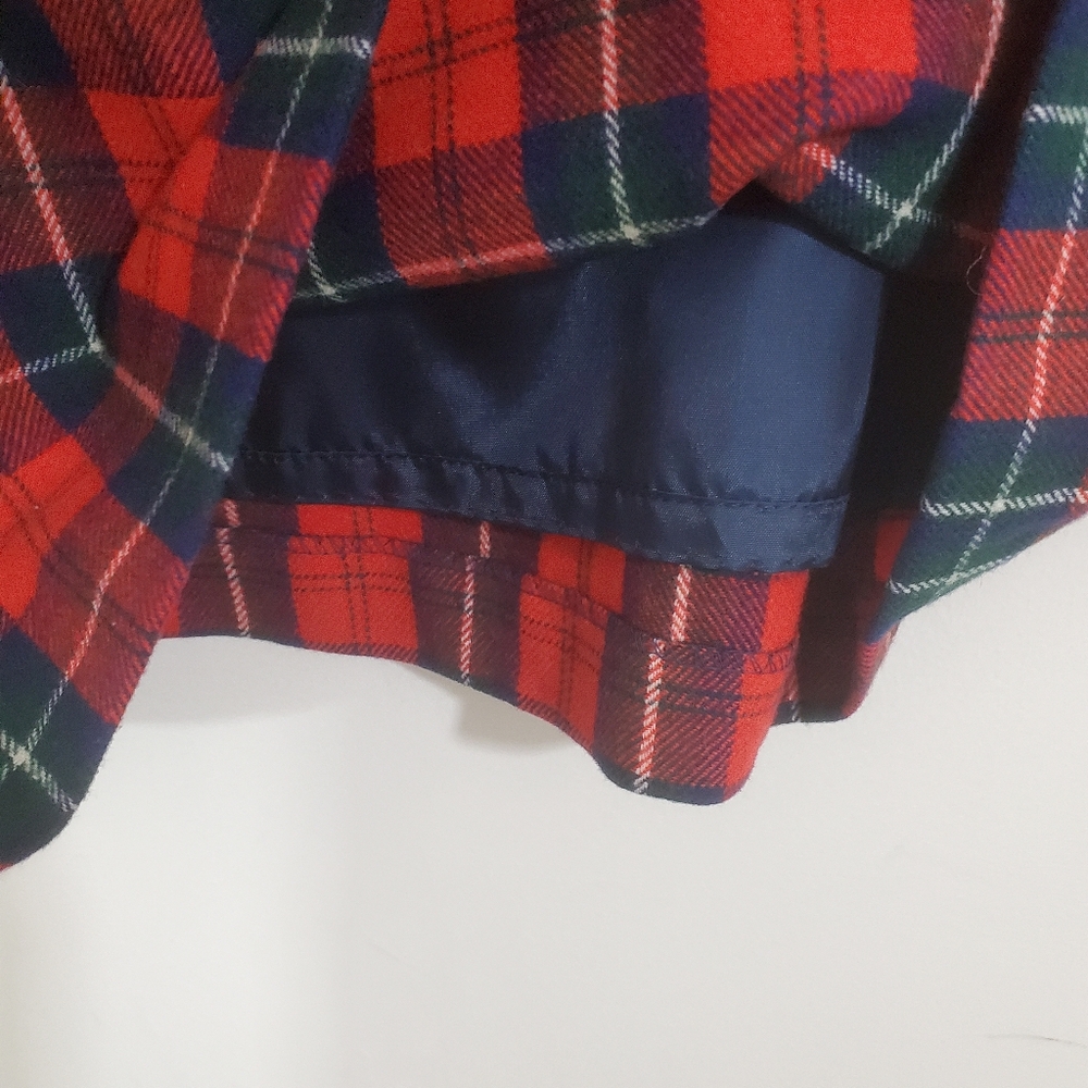 Vintage Pendleton Wool Red Blue Tartan Plaid Midi Skirt A-Line Size 12 Preppy - Picture 2 of 9